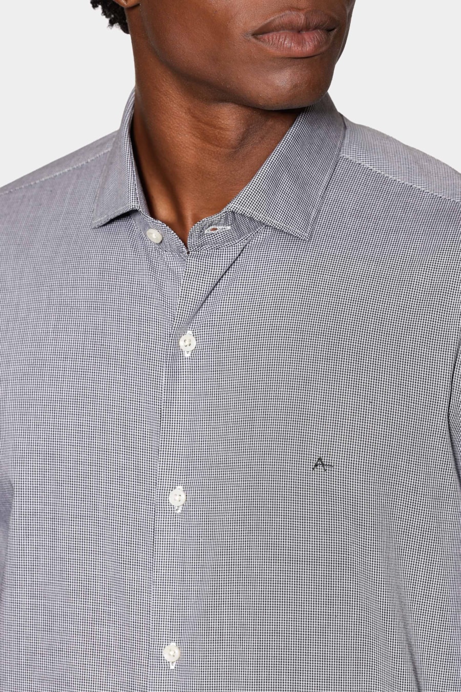 Camisa Manga Longa Slim Micro Xadrez Preto/Branco — foto 3 de 6