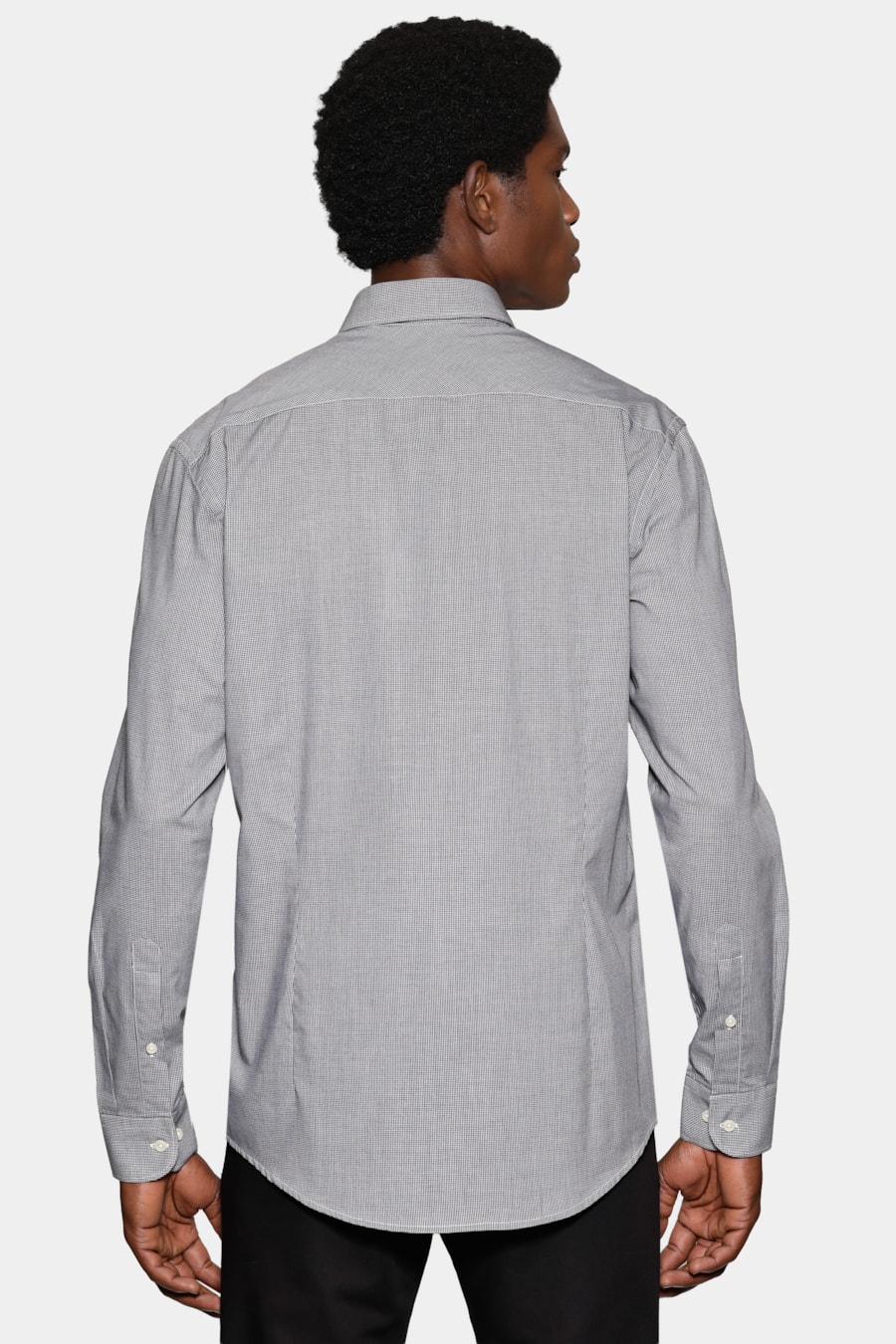 Camisa Manga Longa Slim Micro Xadrez Preto/Branco — foto 4 de 6