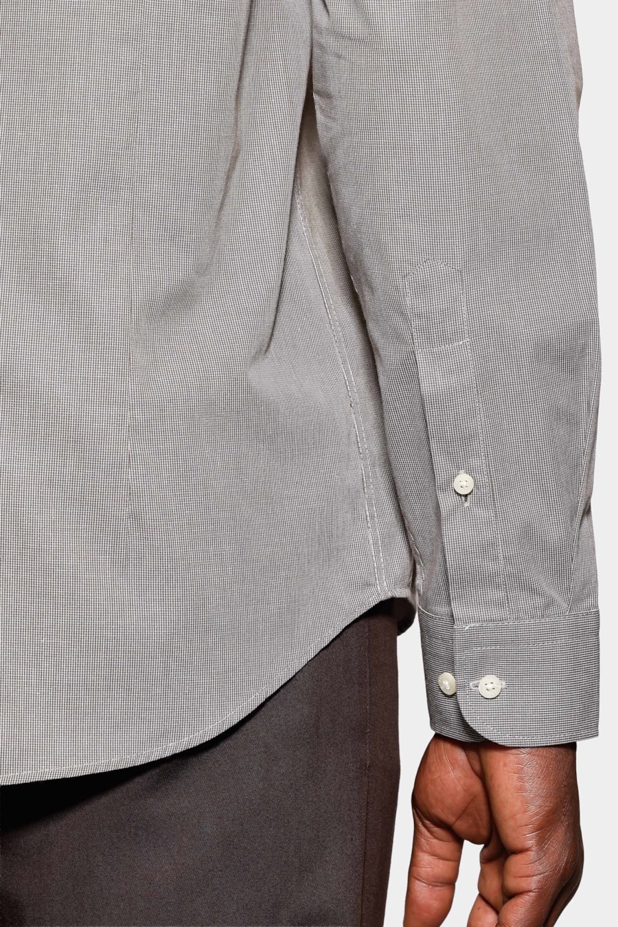 Camisa Manga Longa Slim Micro Xadrez Verde C/ Branco — foto 4 de 7