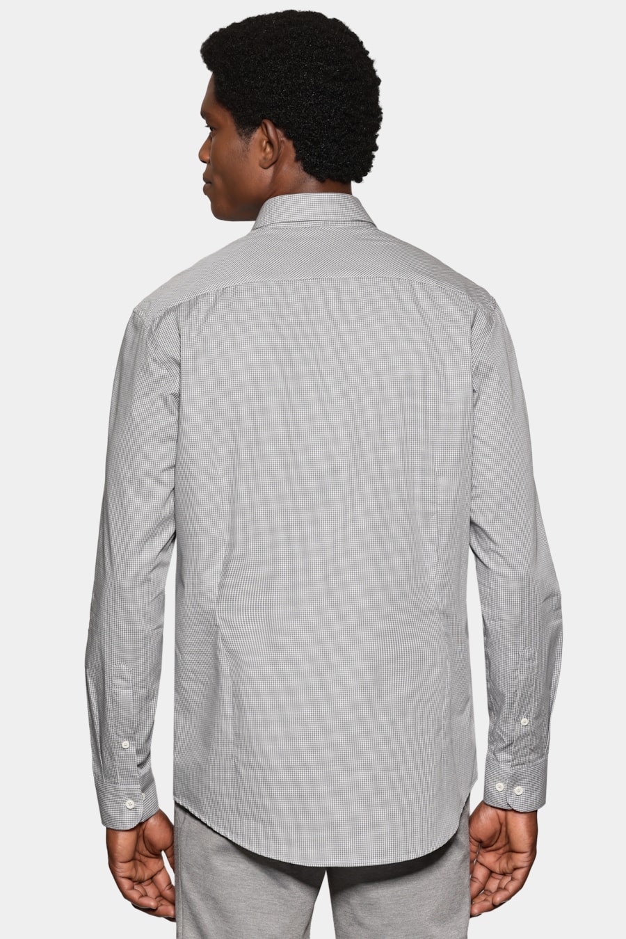 Camisa Manga Longa Slim Mini Xadrez Cinza C/Branco — foto 4 de 6