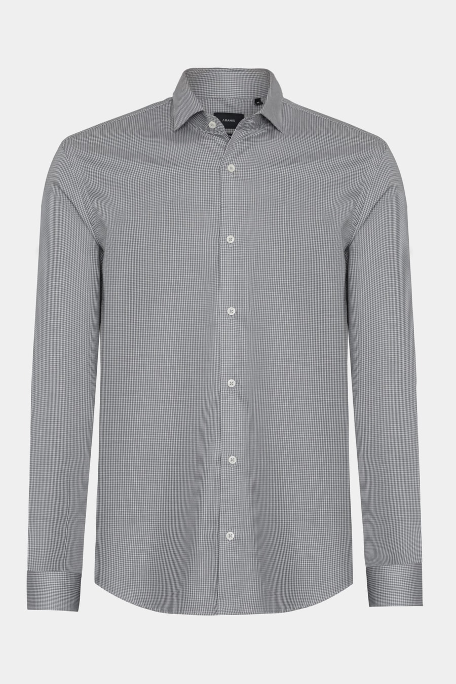 Camisa Manga Longa Slim Mini Xadrez Cinza C/Branco — foto 5 de 6
