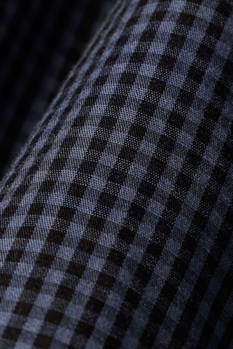 Camisa Manga Longa Slim Mini Xadrez Damero Azul Medio C/ Preto — foto 6 de 6