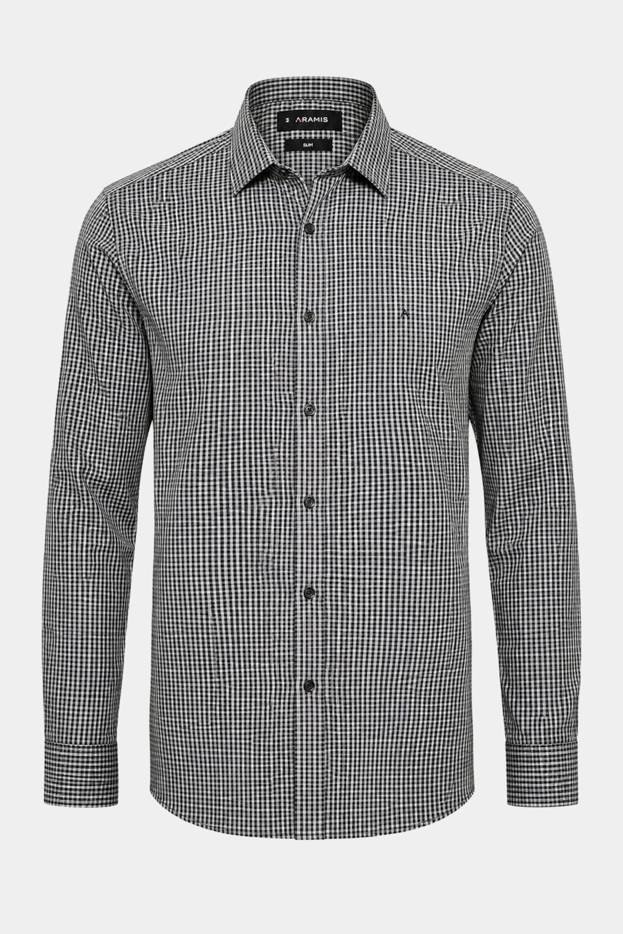 Camisa Manga Longa Slim Mini Xadrez Melange Cinza C/ Chumbo — foto 5 de 6