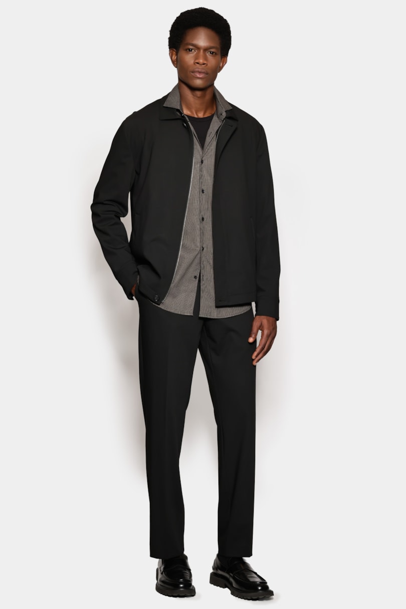 Camisa Manga Longa Slim Mini Xadrez Preto C/ Caqui