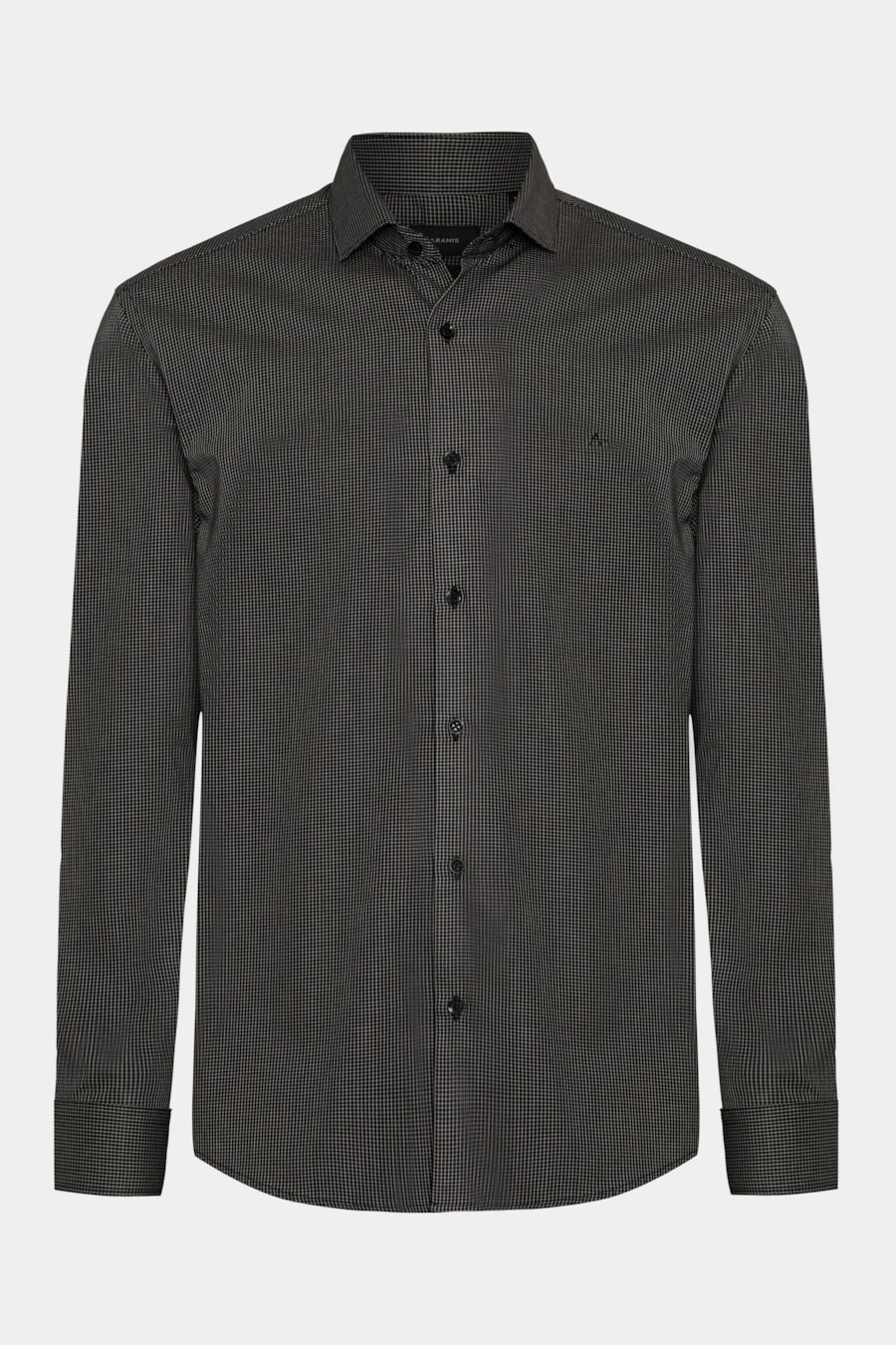 Camisa Manga Longa Slim Mini Xadrez Preto C/ Caqui — foto 5 de 6