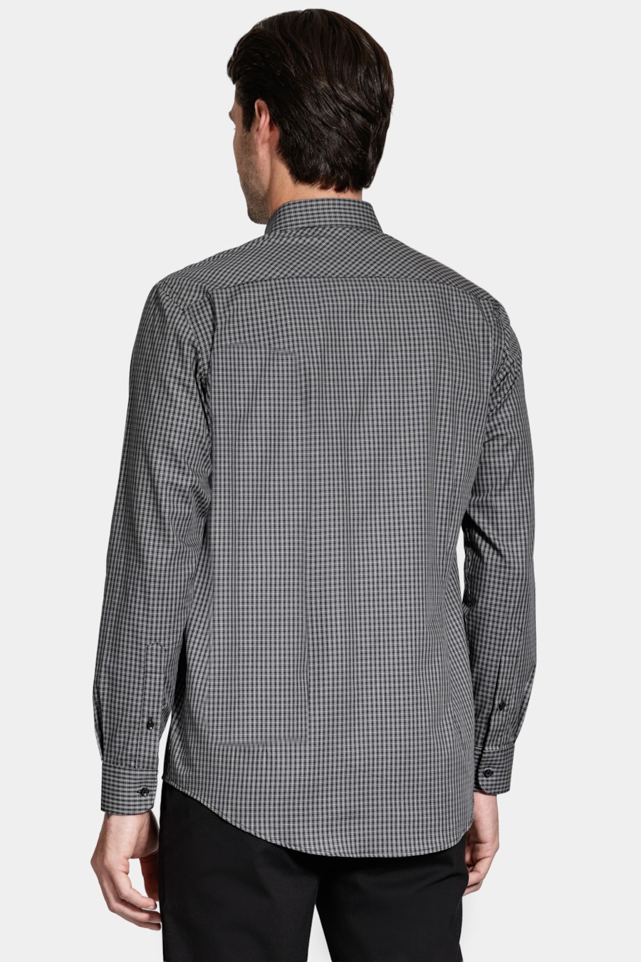 Camisa Manga Longa Slim Mini Xadrez Preto C/Cinza — foto 4 de 6