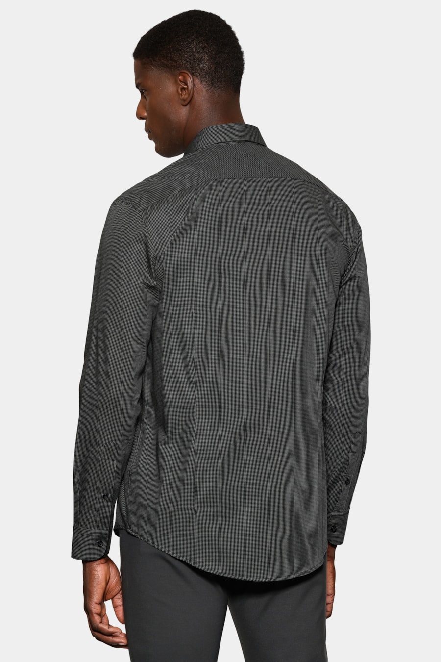 Camisa Manga Longa Slim Mini Xadrez Preto C/Verde — foto 4 de 6