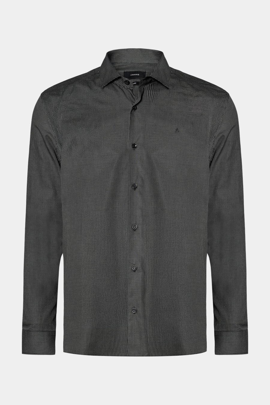 Camisa Manga Longa Slim Mini Xadrez Preto C/Verde — foto 5 de 6