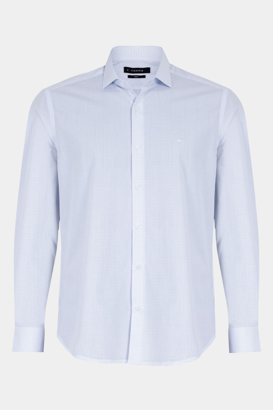 Camisa Manga Longa Slim Moscou Micro Xadrez Branco C/Azul — foto 5 de 6