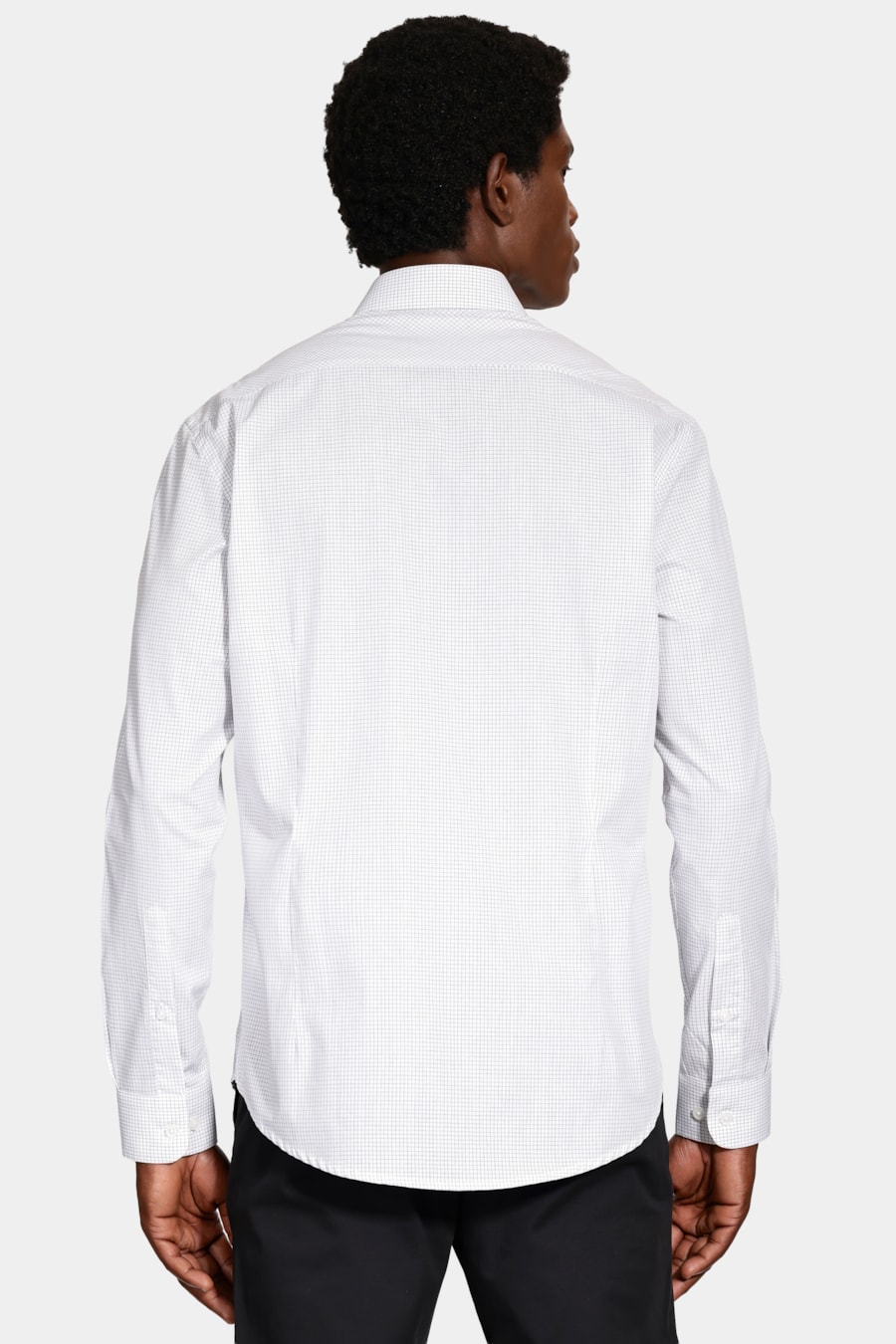 Camisa Manga Longa Slim Moscou Micro Xadrez Branco C/ Preto — foto 4 de 6