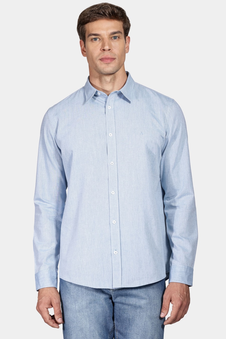 Camisa Manga Longa Slim Nature Line Azul — foto 1 de 6