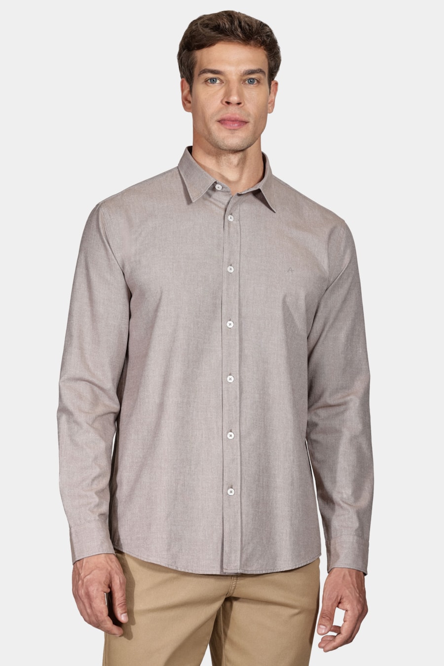 Camisa Manga Longa Slim Nature Line Natural — foto 1 de 5