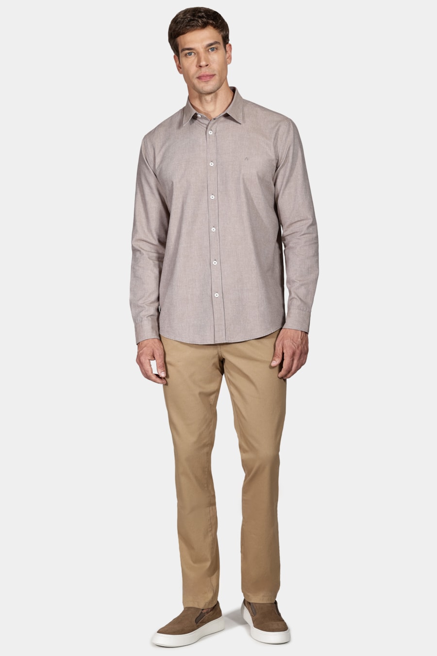 Camisa Manga Longa Slim Nature Line Natural — foto 2 de 5