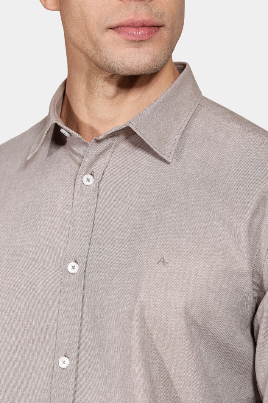 Camisa Manga Longa Slim Nature Line Natural — foto 3 de 5