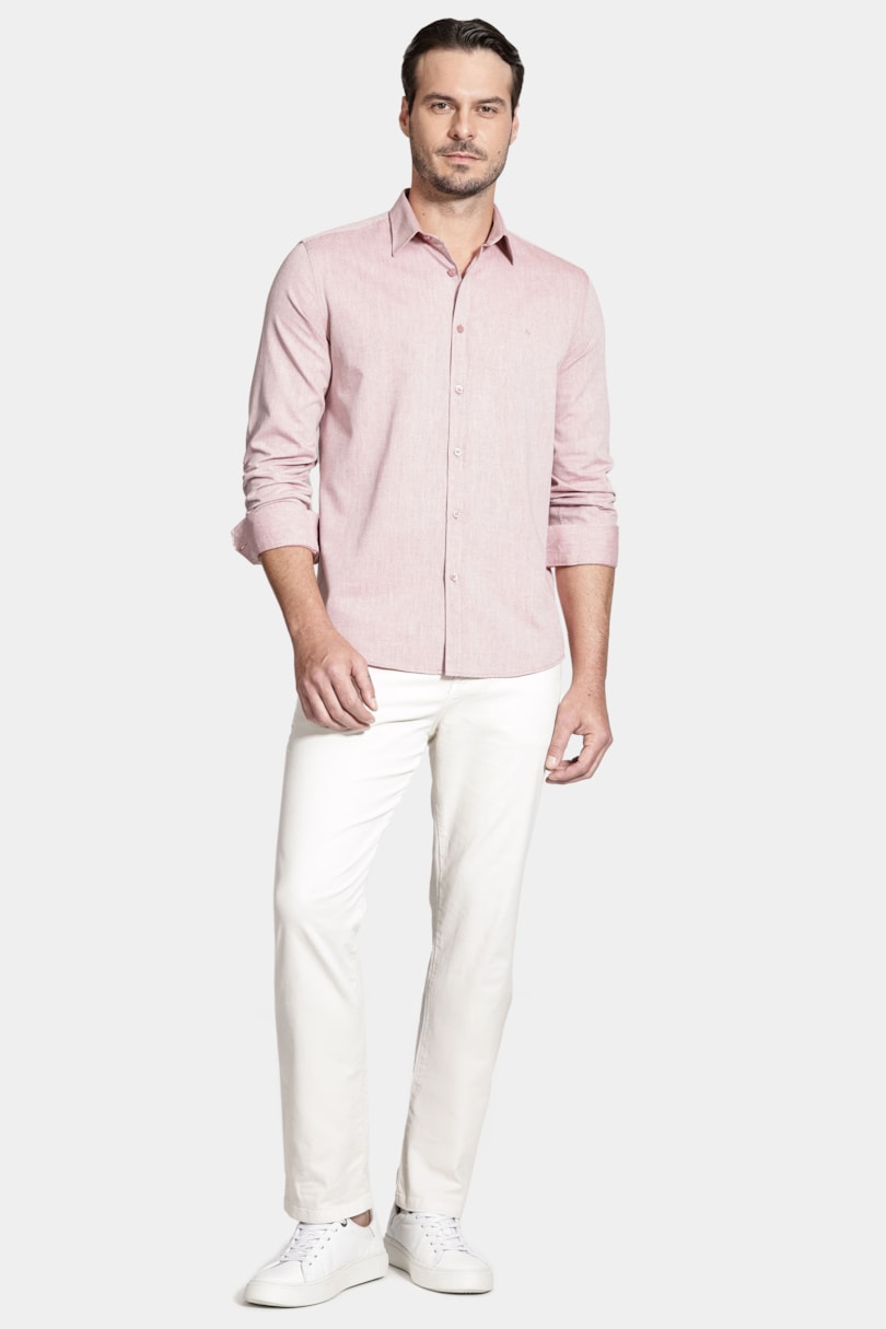Camisa Manga Longa Slim Nature Line Tijolo