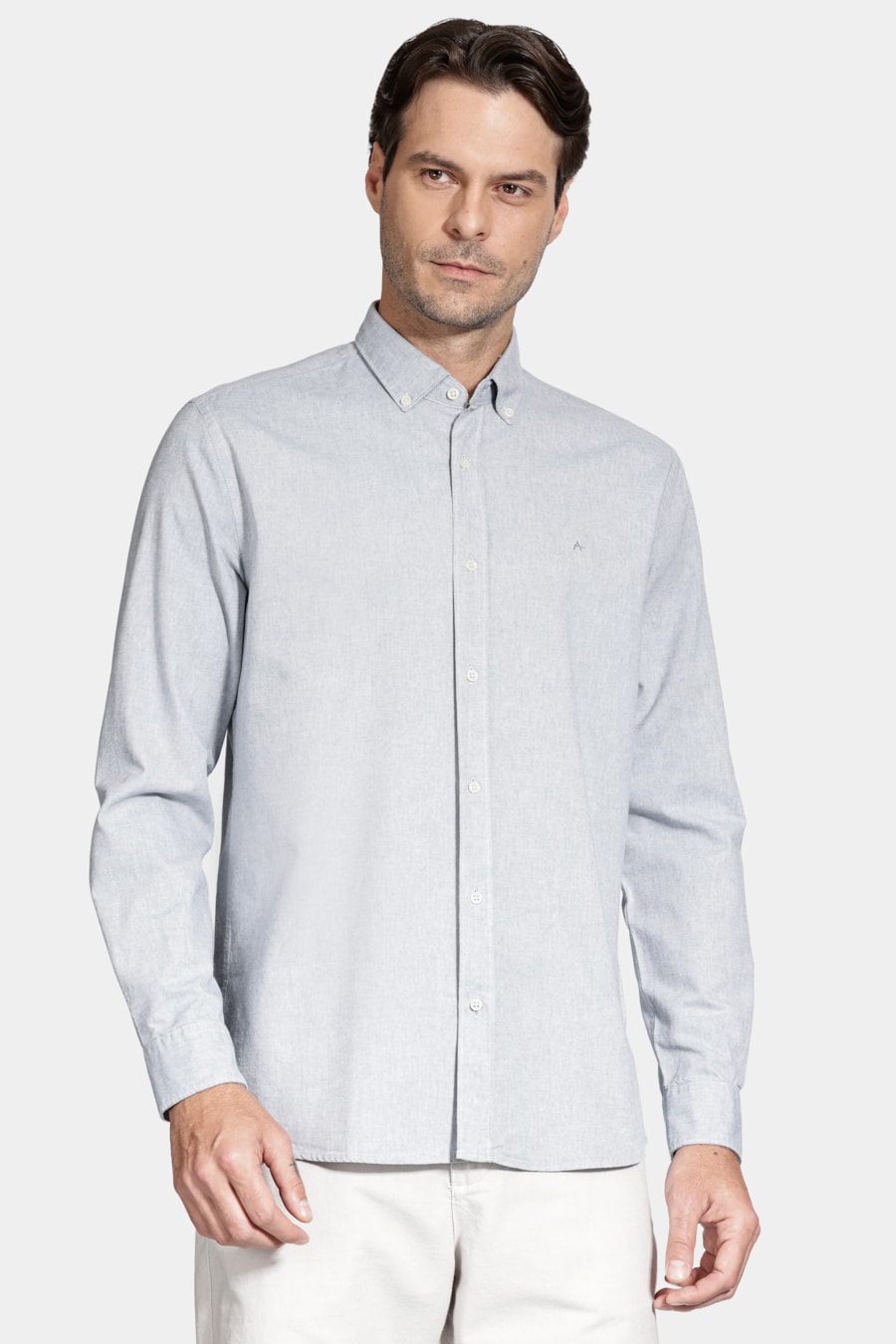 Camisa Manga Longa Slim Oxford Aluminio — foto 1 de 6