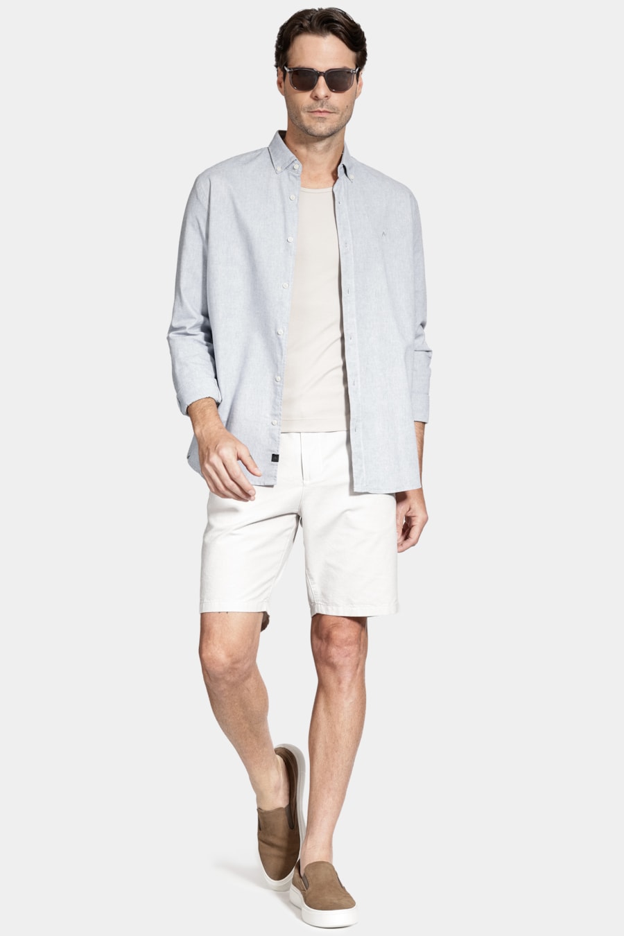 Camisa Manga Longa Slim Oxford Aluminio — foto 2 de 6
