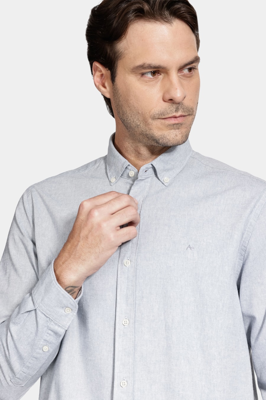 Camisa Manga Longa Slim Oxford Aluminio — foto 3 de 6