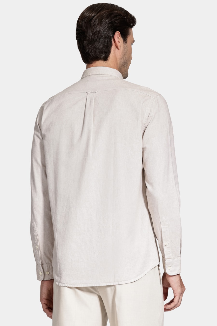 Camisa Manga Longa Slim Oxford Amendoim — foto 4 de 6
