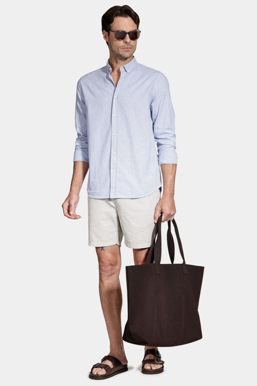 Camisa Manga Longa Slim Oxford Azul — foto 2 de 6