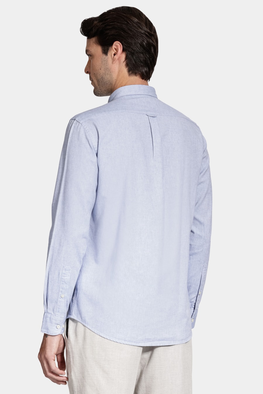 Camisa Manga Longa Slim Oxford Azul — foto 4 de 6