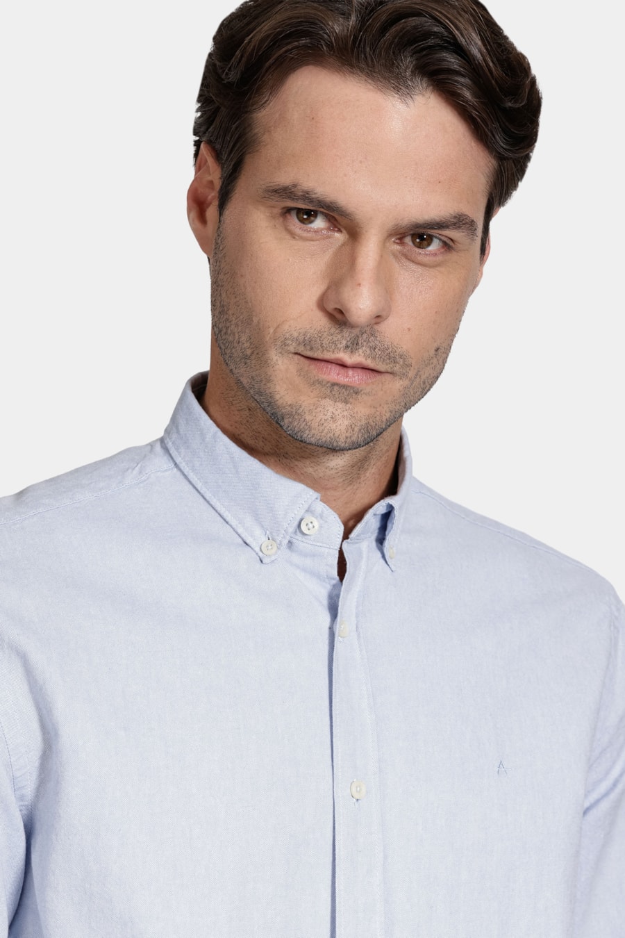 Camisa Manga Longa Slim Oxford Azul Bebe — foto 3 de 6