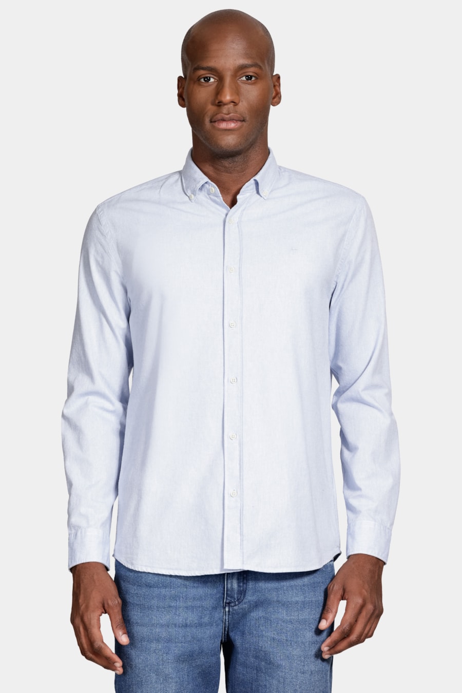 Camisa Manga Longa Slim Oxford Azul Celeste — foto 1 de 6
