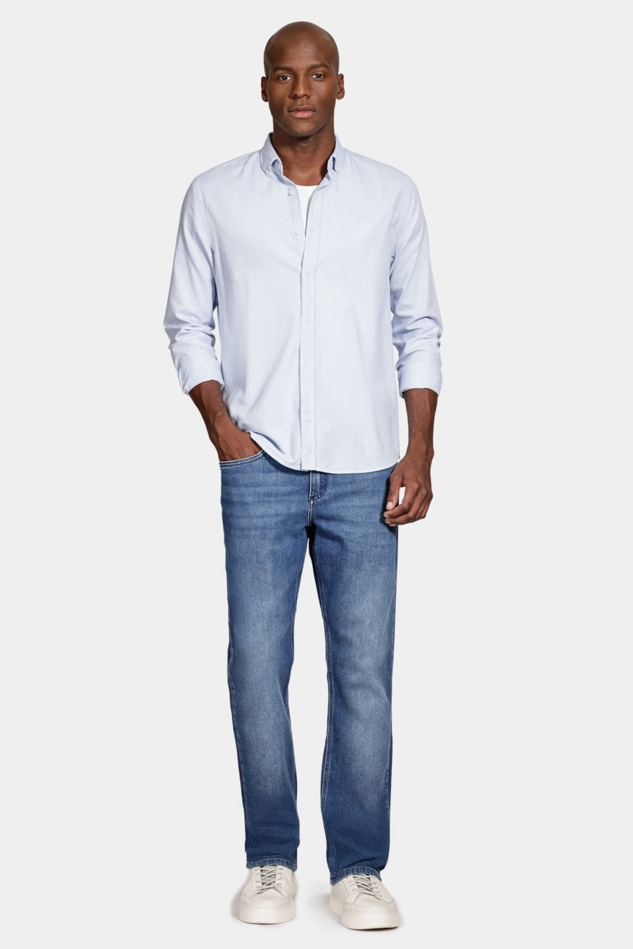 Camisa Manga Longa Slim Oxford Azul Celeste — foto 2 de 6
