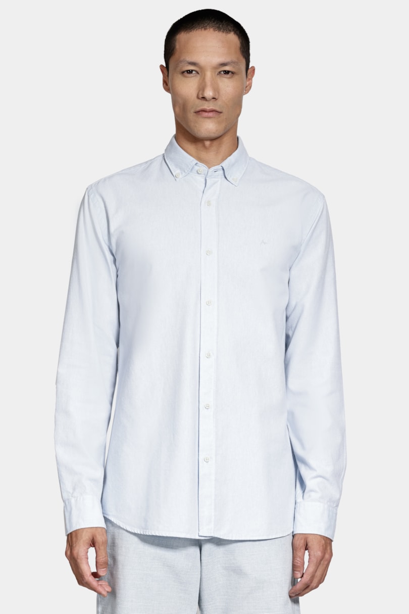 Camisa Manga Longa Slim Oxford Azul Claro