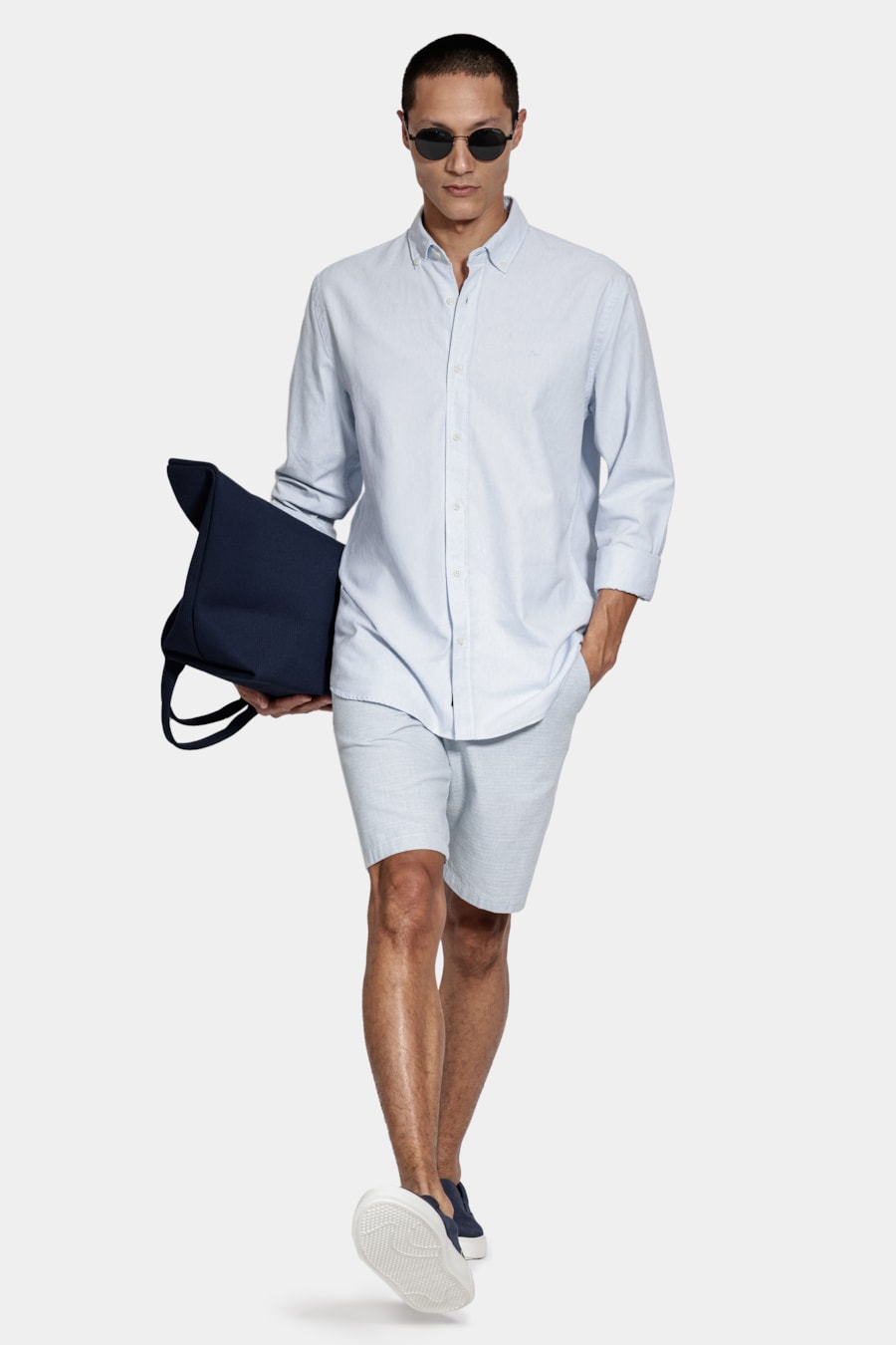 Camisa Manga Longa Slim Oxford Azul Claro — foto 2 de 6
