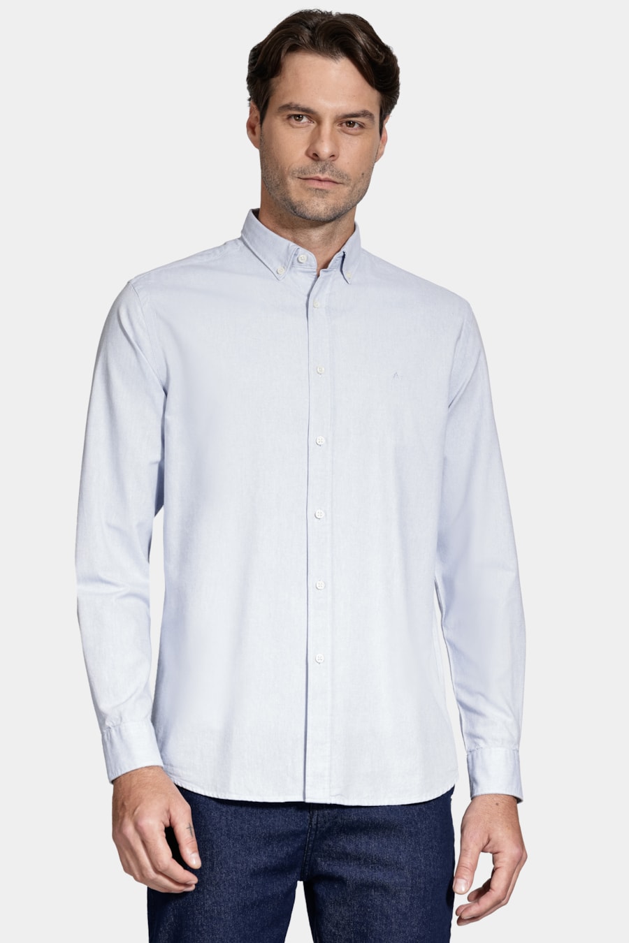 Camisa Manga Longa Slim Oxford Azul Pastel 115 — foto 1 de 6