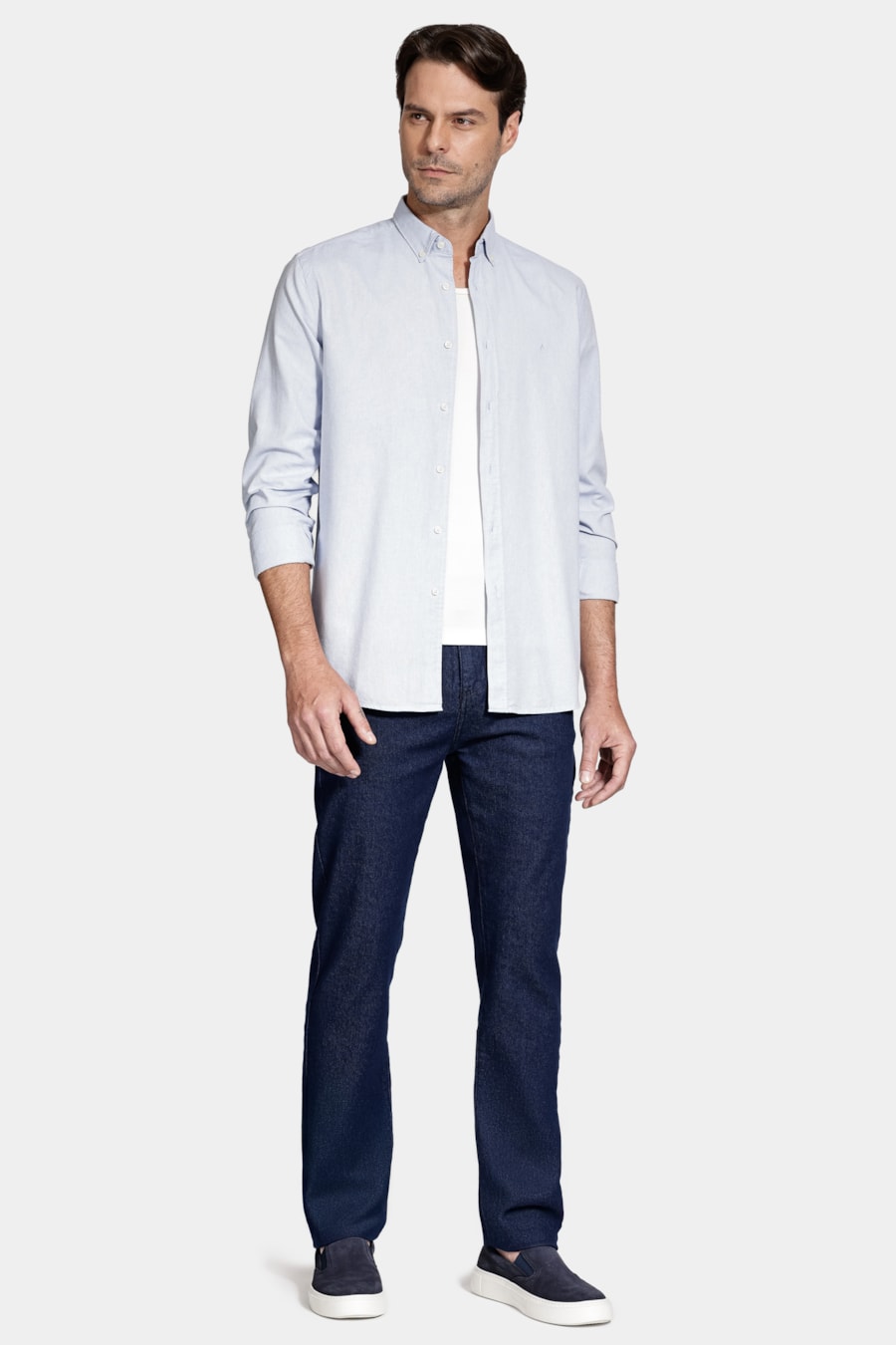 Camisa Manga Longa Slim Oxford Azul Pastel 115 — foto 2 de 6