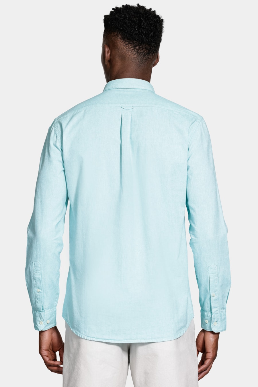 Camisa Manga Longa Slim Oxford Azul Turquesa — foto 4 de 6