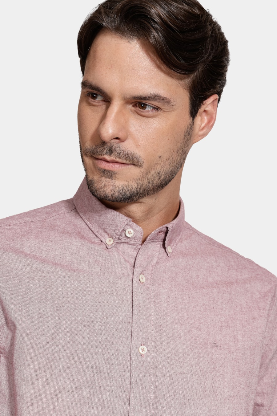 Camisa Manga Longa Slim Oxford Bordeaux — foto 3 de 6