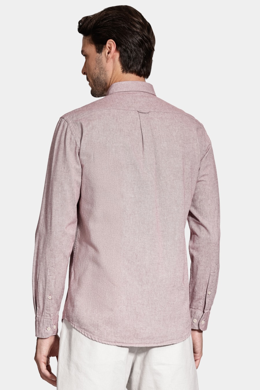 Camisa Manga Longa Slim Oxford Bordeaux — foto 4 de 6