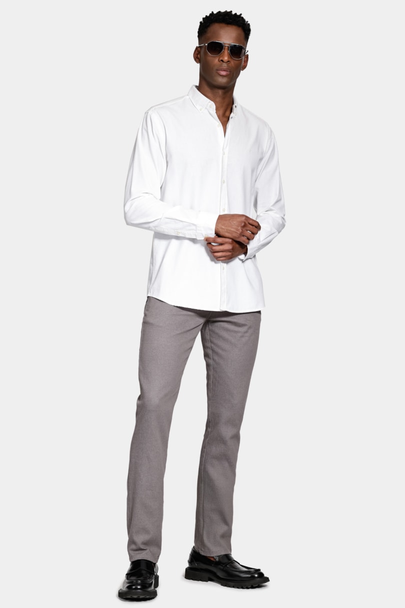 Camisa Manga Longa Slim Oxford Branco