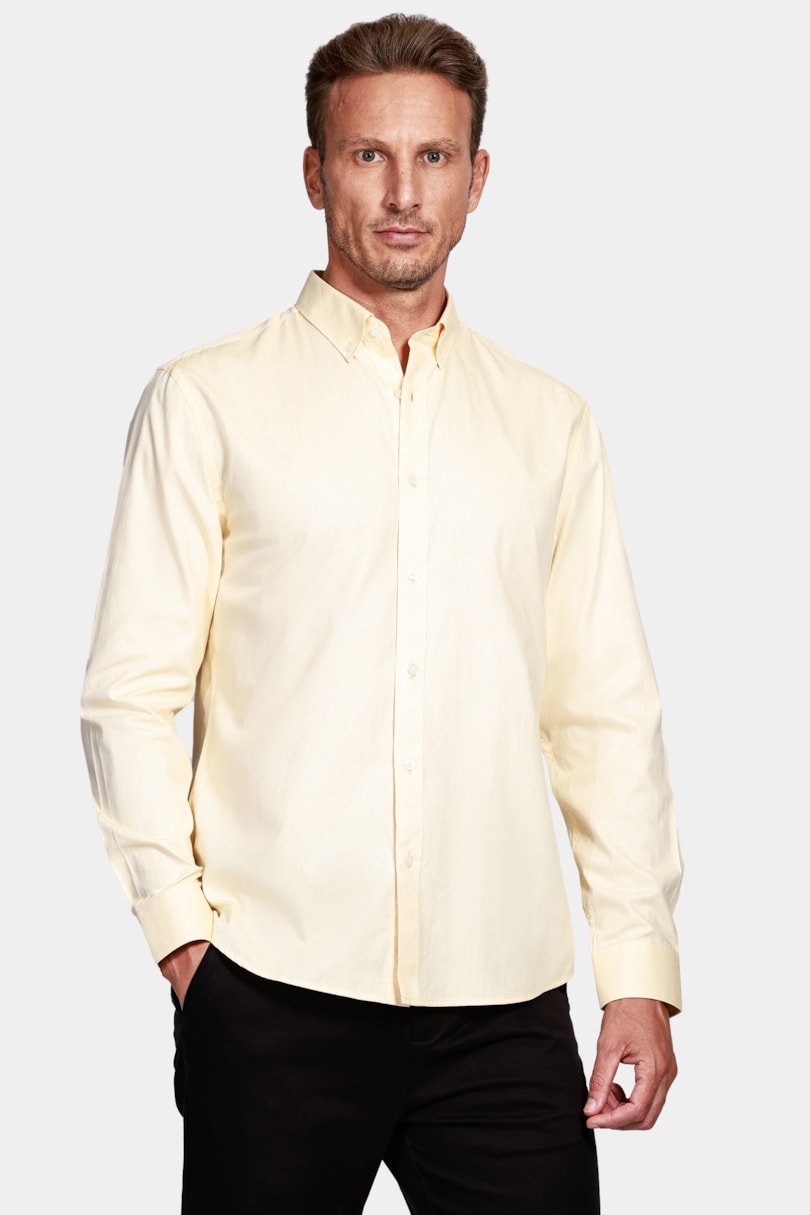 Camisa Manga Longa Slim Oxford Button-Down Amarelo