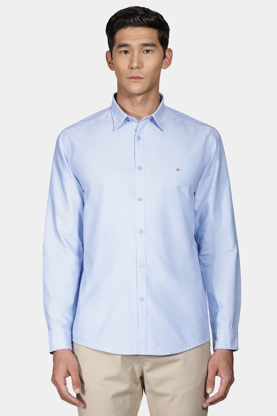 Camisa Manga Longa Slim Oxford Liso Azul — foto 1 de 5