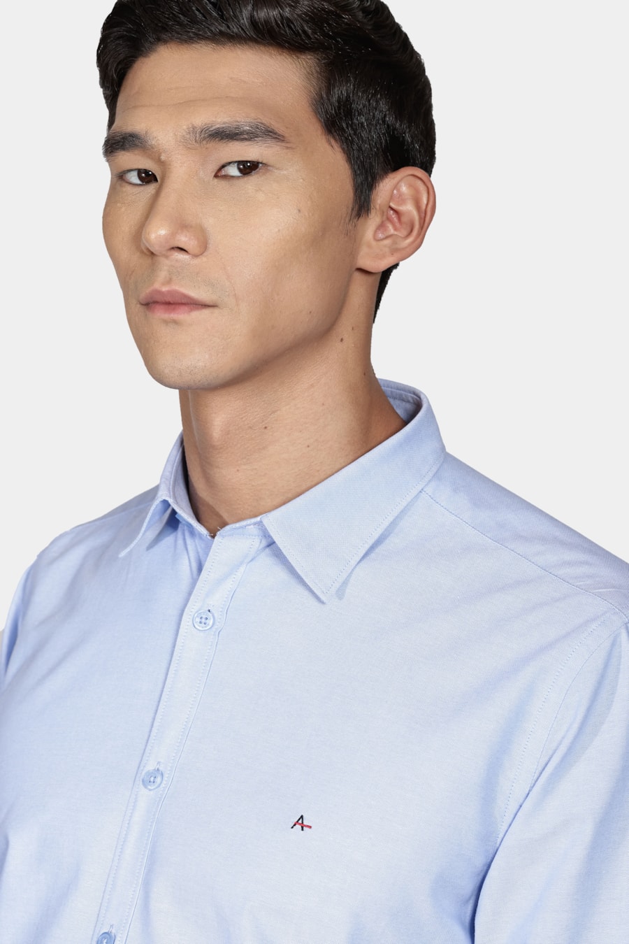 Camisa Manga Longa Slim Oxford Liso Azul — foto 3 de 5