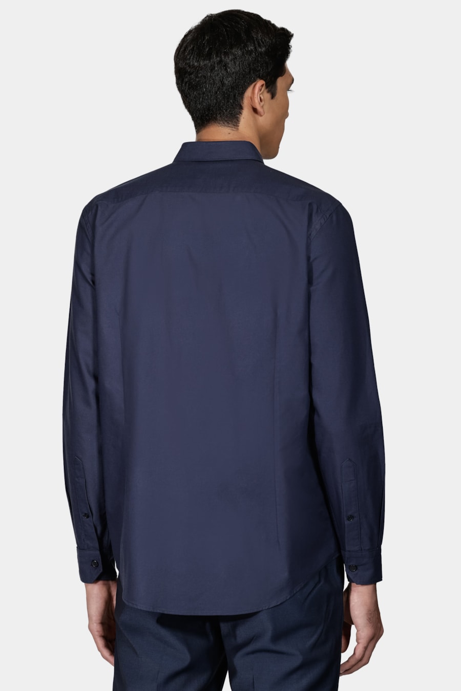 Camisa Manga Longa Slim Oxford Liso Marinho — foto 4 de 5