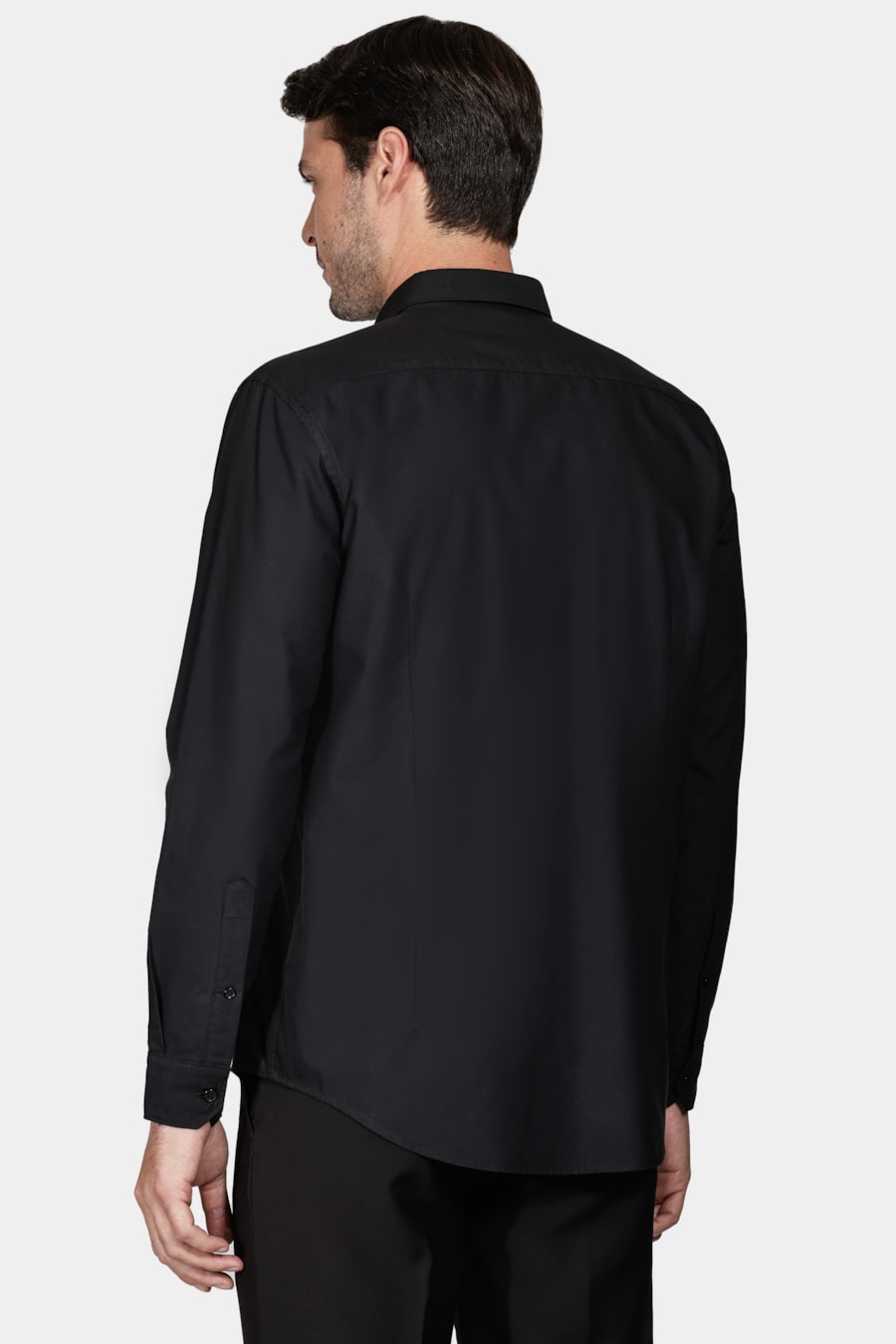 Camisa Manga Longa Slim Oxford Liso Preto — foto 4 de 5