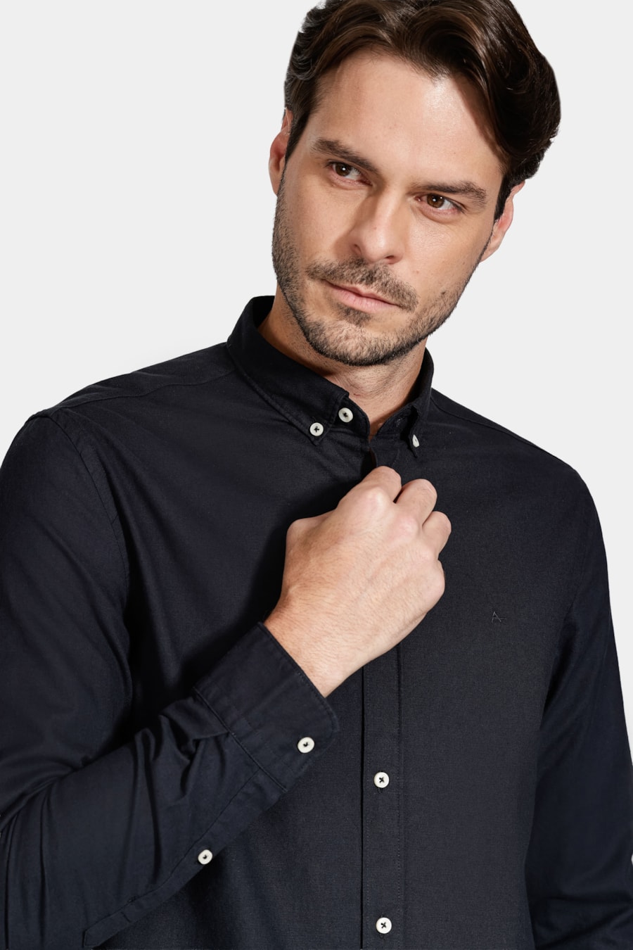Camisa Manga Longa Slim Oxford Marinho — foto 3 de 6