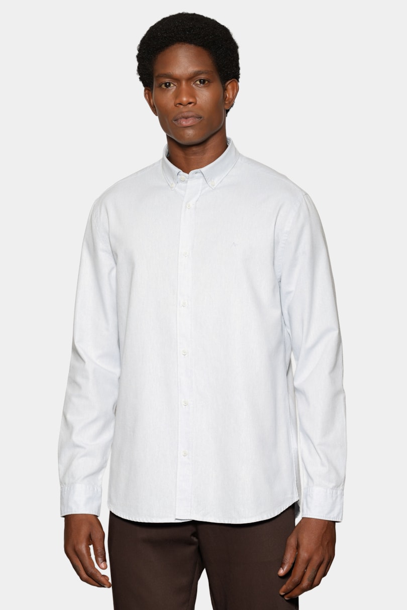 Camisa Manga Longa Slim Oxford Planalto Bdnw Azul Celeste