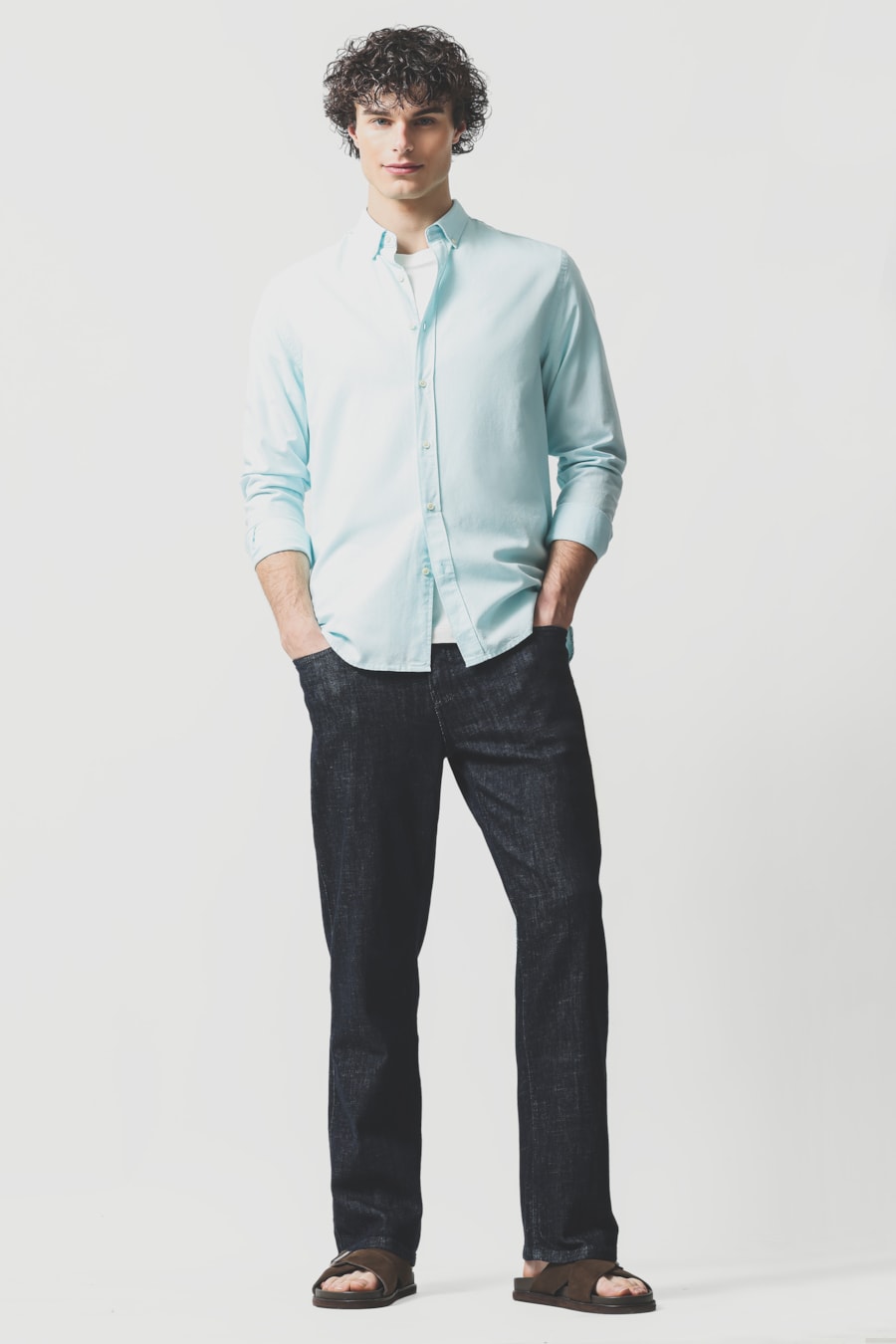 Camisa Manga Longa Slim Oxford Planalto Bdnw Azul Piscina — foto 2 de 6
