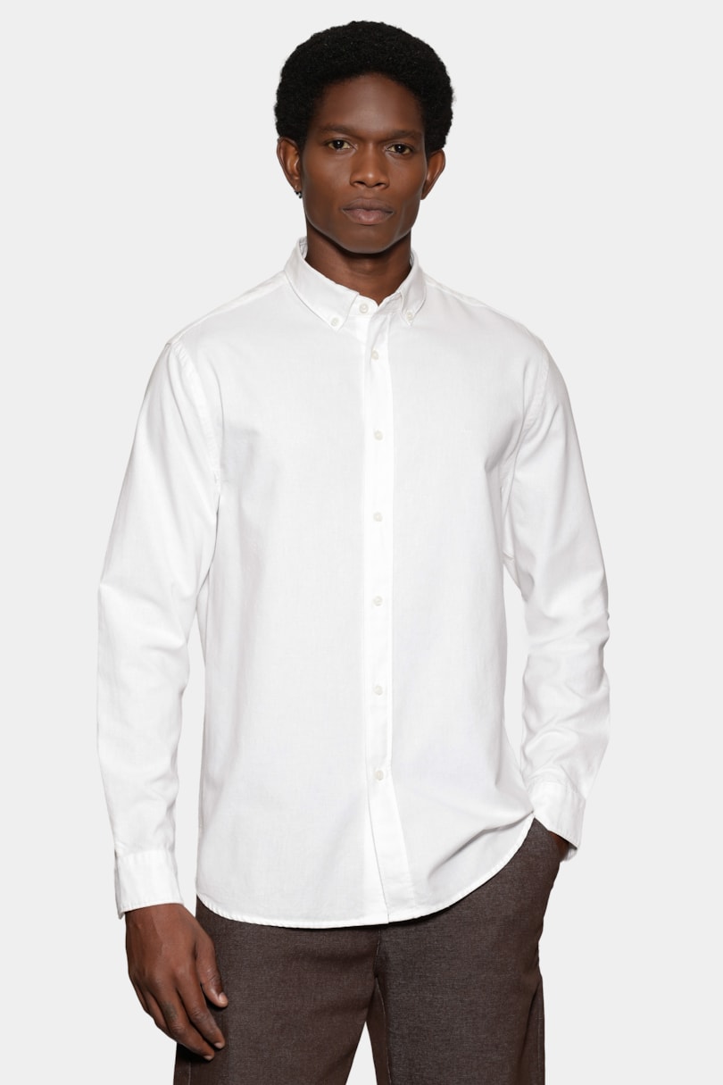 Camisa Manga Longa Slim Oxford Planalto Bdnw Branco
