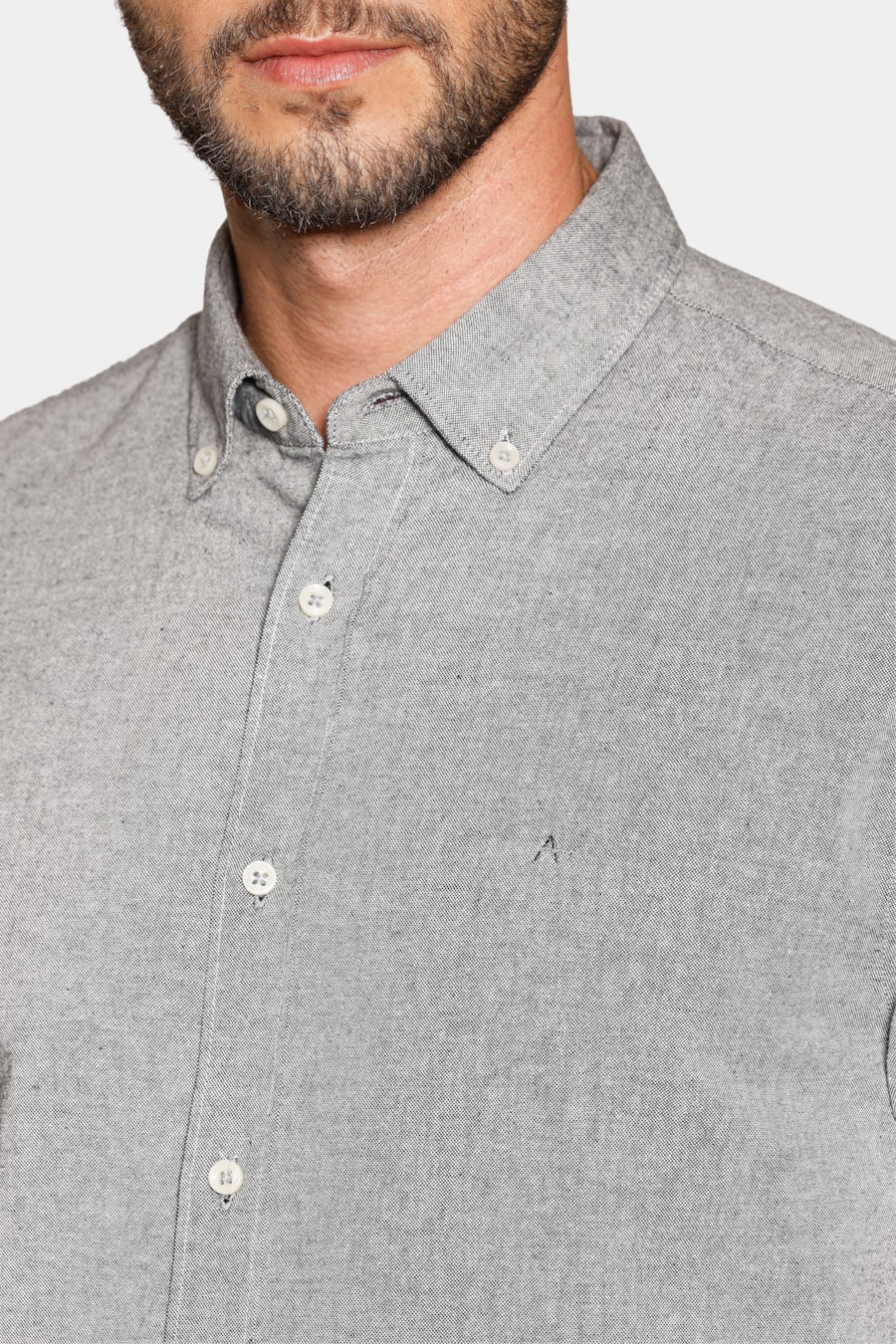 Camisa Manga Longa Slim Oxford Planalto Bdnw Cinza Escuro — foto 3 de 6