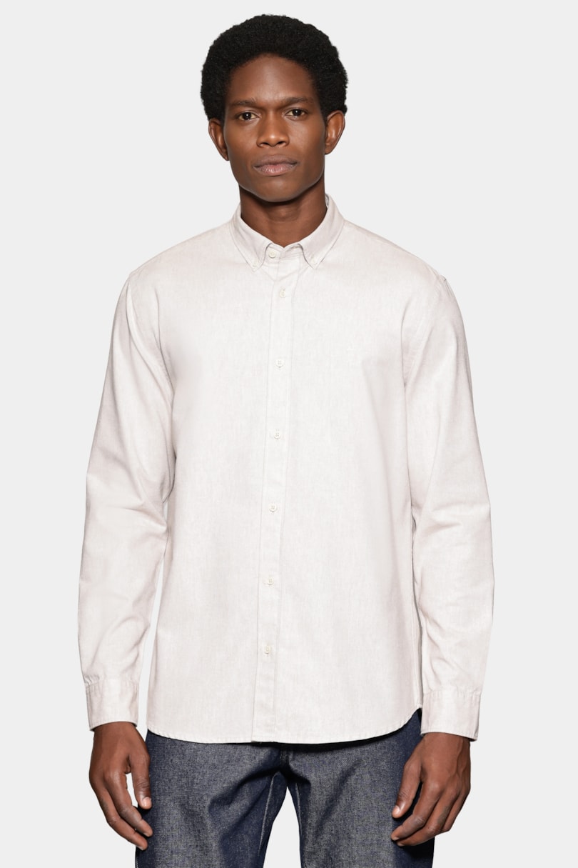 Camisa Manga Longa Slim Oxford Planalto Bdnw Natural