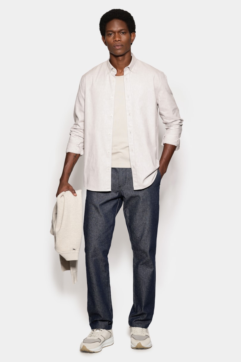 Camisa Manga Longa Slim Oxford Planalto Bdnw Natural
