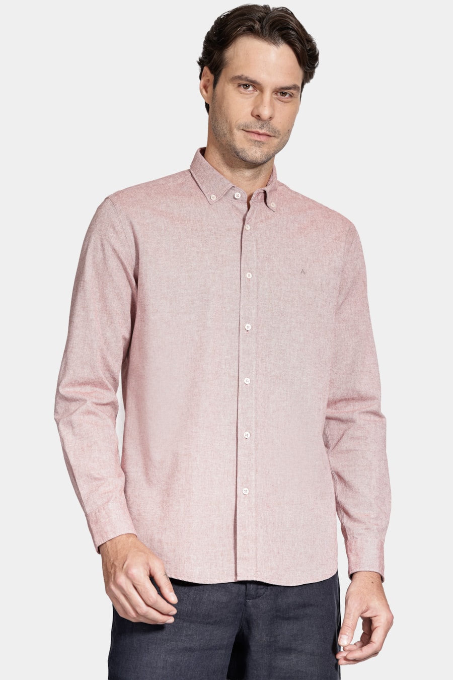Camisa Manga Longa Slim Oxford Telha — foto 1 de 6
