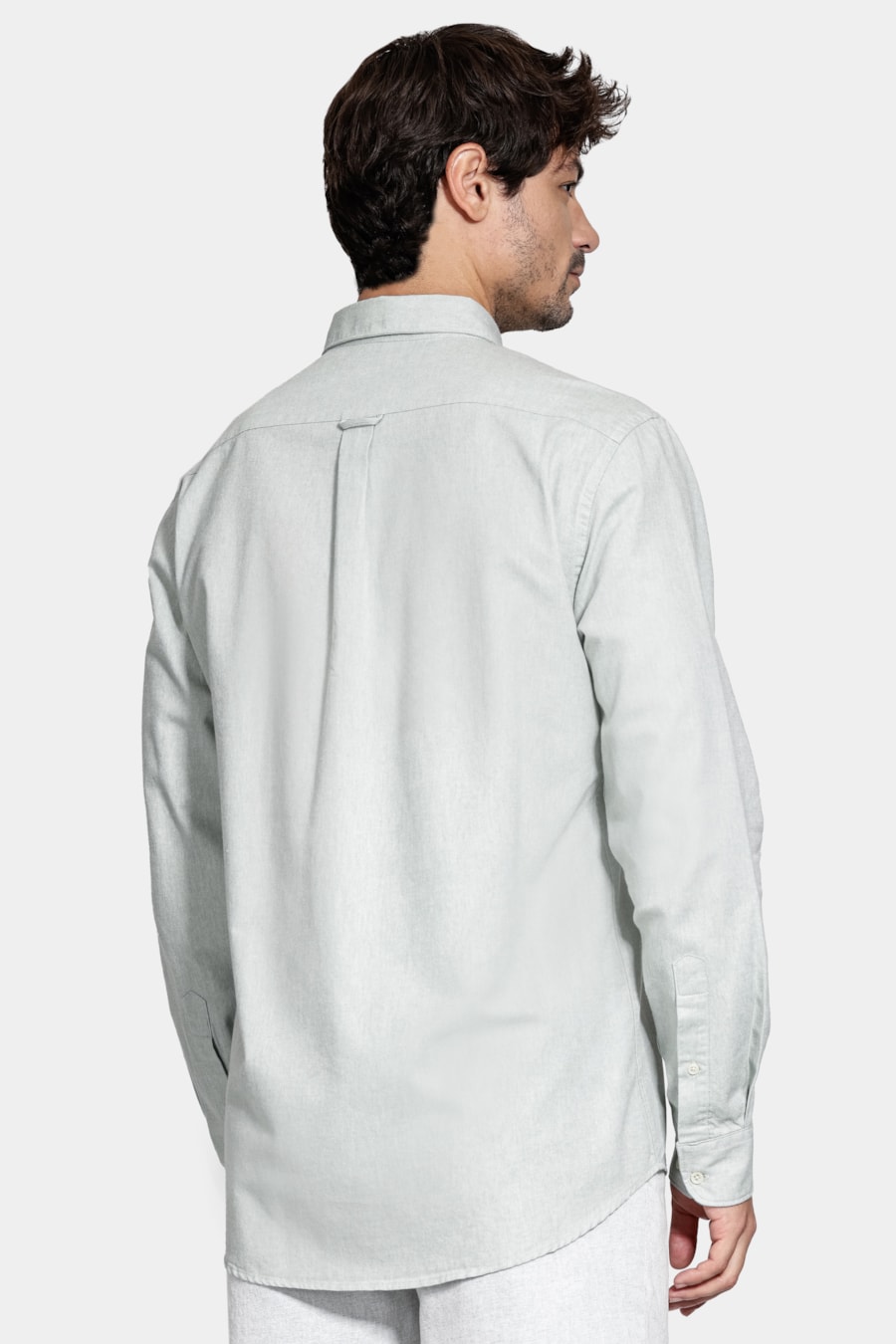 Camisa Manga Longa Slim Oxford Verde Claro — foto 4 de 6